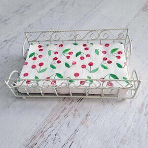 Shabby Chic VTG WIRE NAPKIN BASKET ~ Ivory